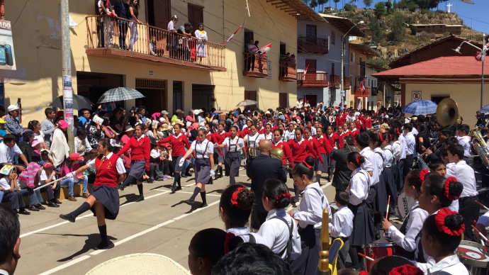 Students marching in the Fiestas Patrias parade Peace Corps Peru
